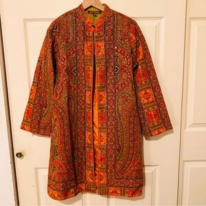 Ritu Kumar | Jacket | Embroidered Silk/Cotton Jacket in Pumpkin